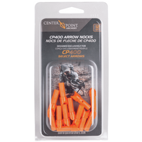CP400 Select Arrow Replacement Nocks - 12pk [Repair broke or missing nocks with the CenterPoint CP400 replacement nock 12-pack. These half-moon nocks are specifically designed for use with the CP400 Select Arrows.]